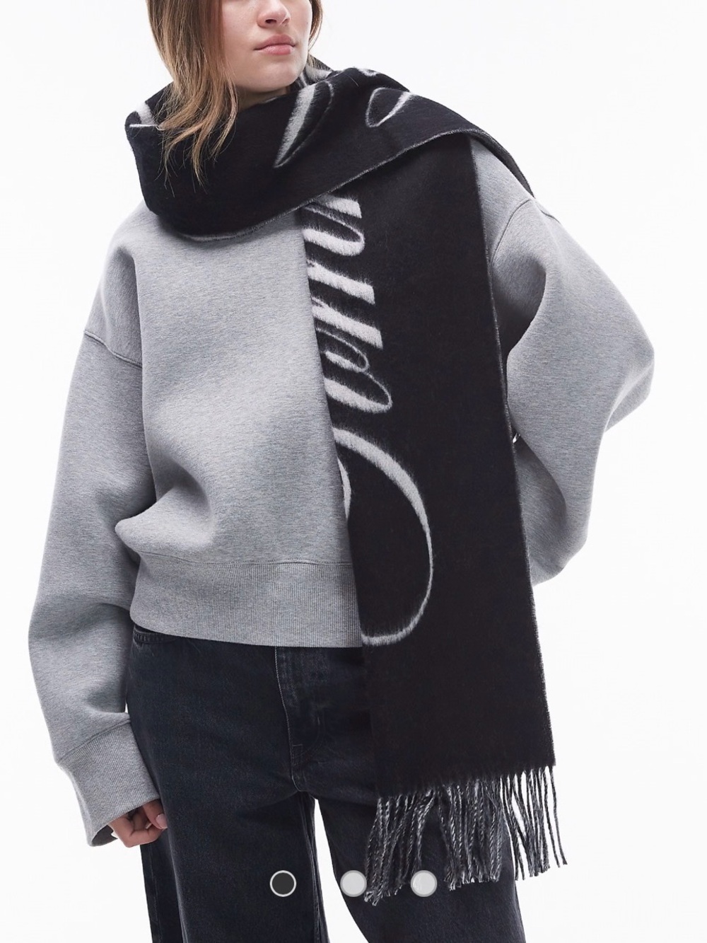 Tommy Hilfiger script logo scarf in black